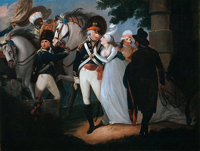An Officer Of Light Dragoons Taking Leave Of His Wife by Henry Singleton, c.1795